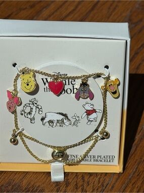 Disney Winnie the Pooh Friends Silver Plated Charm Bracelet NIB